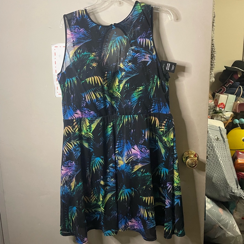 Torrid plus size one piece, skirted bottom bathing suit